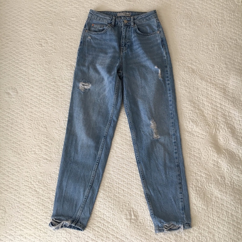 Primark Denim Co. Distressed Mom Jeans Baggy Boyfriend Tapered Leg Size 0